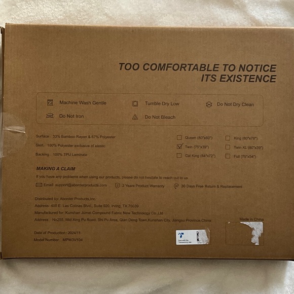 Bamboo Mattress Protector - White - Picture 2 of 2